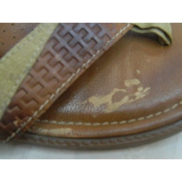 Tommy Bahama Anchors Ashore Sandals Flip Flops Mens Size 10M Brown Leather Woven - Picture 3 of 7